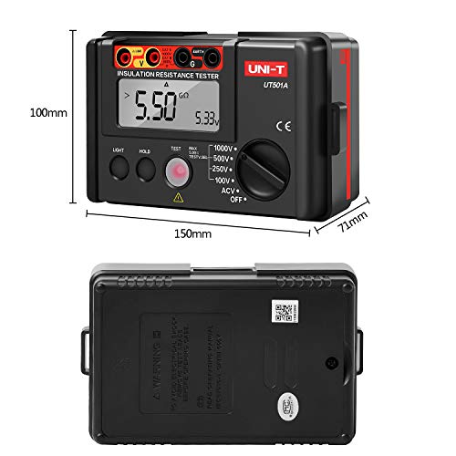 絶縁抵抗計 UNI-T 絶縁抵抗測定 デジタルメガー 絶縁テスター LCDバックライト 100V/250V/500V/1000V UT501A_2