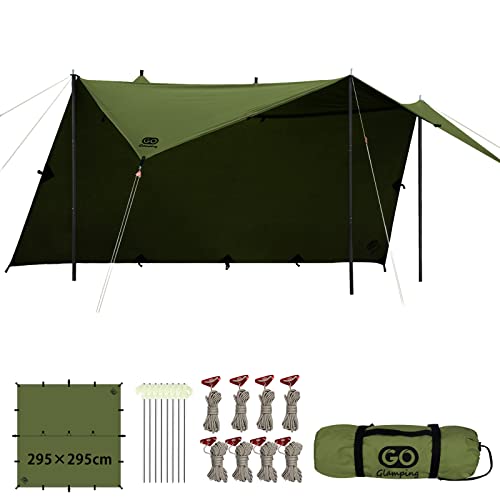 GOGlamping HENGEN+スクエアタープTC 正方形タープ ポリコットン 焚き火可 19箇所ループ・特殊防水テープ付き500mm耐水圧