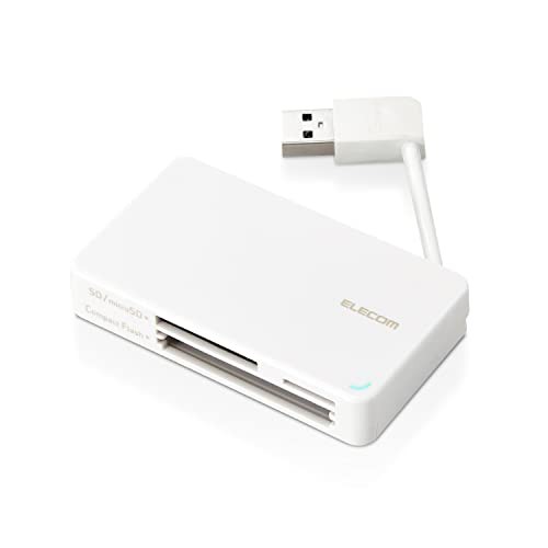 【送料無料】エレコム カードリーダー USB3.0対応 37+5メディア対応 ケーブル長6cm ケーブル収納 SD/microSD/CF他 ホワイト MR3