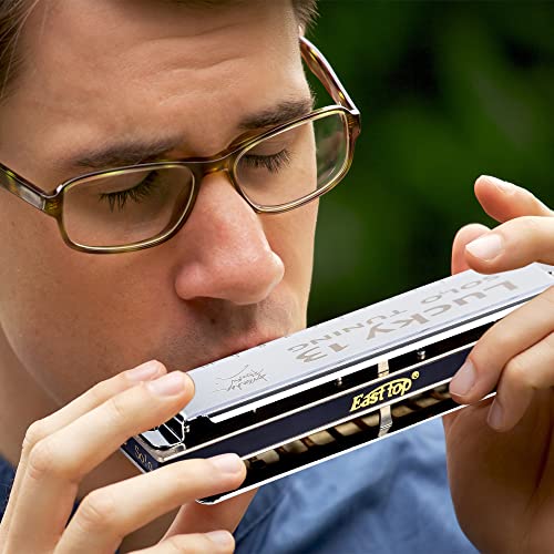 East top ハーモニカ ブルースハーモニカ 13ホール G? ジャズ専門家 大人用 子供用 勉強 練習用 真鍮カバー キャンバスケース Lの通販は