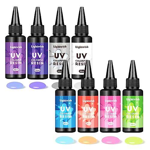 LIGHTWISH カラーレジン液 UV-LED対応 50ml*8色 大容量 カラーUVレジン