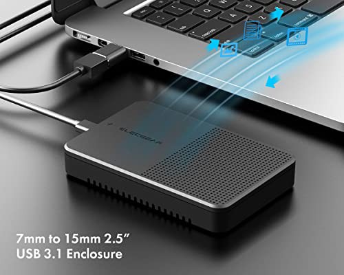ElecGear USB C 3.1外付けディスクエンクロージャ、7mm?15mm 2.5インチ