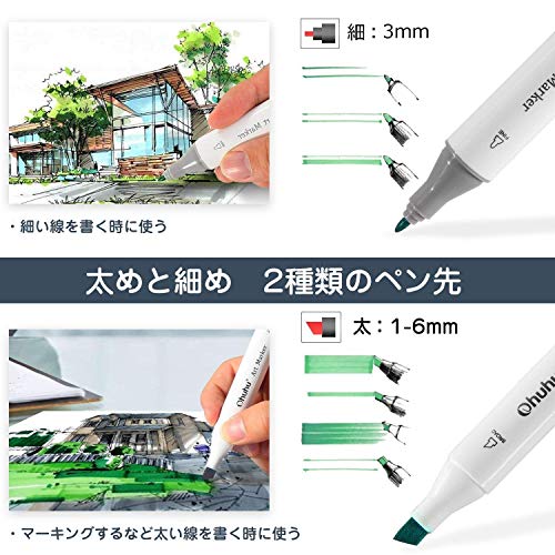 Ohuhu 120色アルコールマーカー 楽天市場】色：120色 Ohuhu イラストマーカー 筆・太字 120色