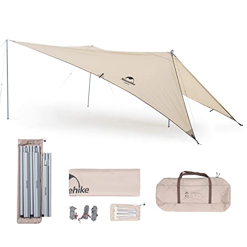 Naturehike タープ 日除けシェード カーサイドタープ 日焼け止め 防水PU3000+ ポール付き UPF50+ コンパクト 4-6人用