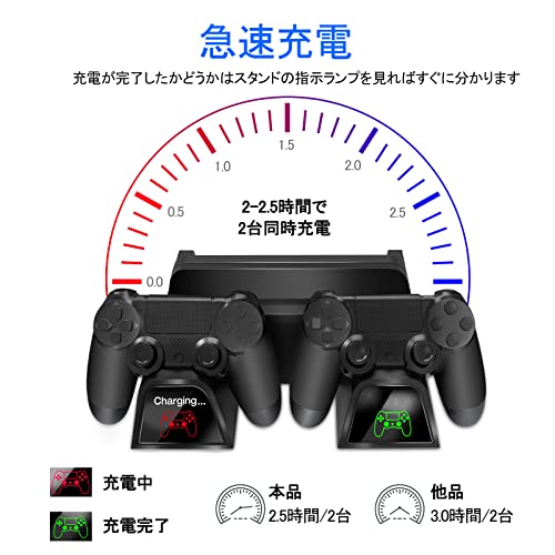 PS4スタンド PS4 PRO 縦置き 本体冷却 2台PS4コントローラー充電 OIVO