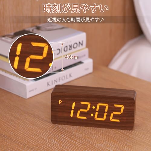 木製デジタル置時計 木製デジタル置時計 LEDディスプレイ 6桁 LED