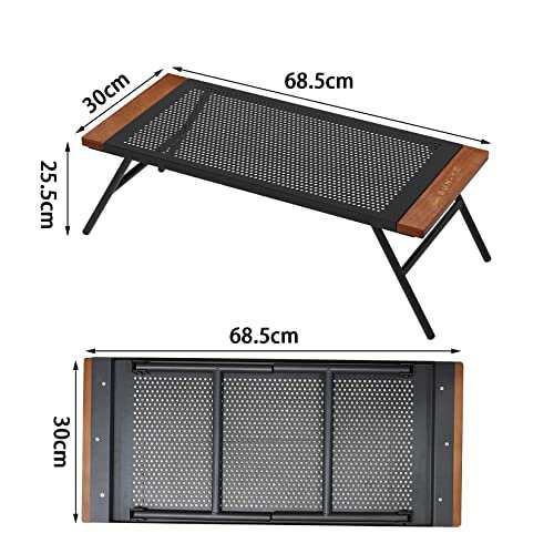 SUN-YE キャンプ テーブル メッシュテーブル ?制 木製エッジ 折り畳み