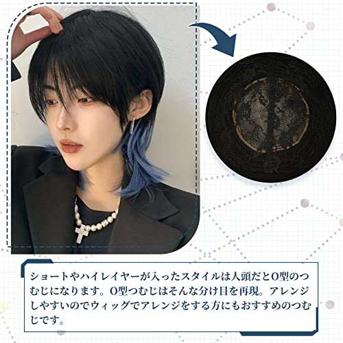 レイヤーの入ったウルフ メンズ ウィッグ かつら アジャスター
