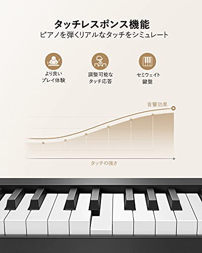 Eastar 電子ピアノ 88鍵盤 キーボード 折り畳み式 軽量 ワイヤレスMIDI