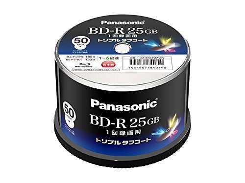 Panasonic 録画用6倍速ブルーレイディスク 25GB追記型スピンドル50枚 LM-BRS25M50S