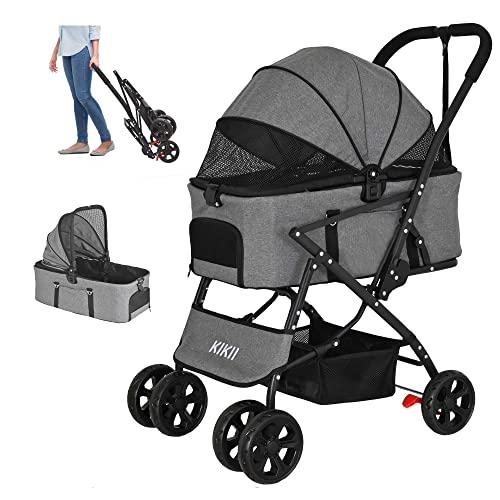 KIKIIペットカート 犬用ベビーカー 犬 猫バギー 4輪 小型犬 中型犬カート