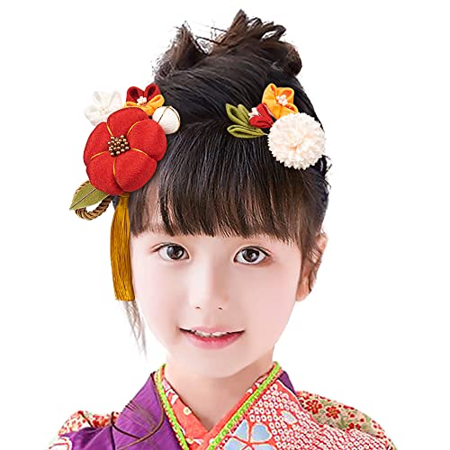 OTAKUMARKET 髪飾り 成人式 振袖 2点セット つまみ細工 花