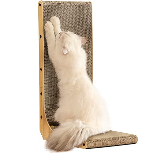 FUKUMARU 猫用L字型スクラッチャー 猫 猫用 爪とぎ 爪研ぎ ダンボール 段ボール おもちゃ付き 42.2*29.2*68.1cm縦*横