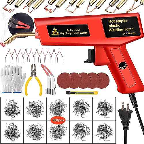 バンパー補修用プラスチック溶接機キット、120wホッチキス溶接機、7種