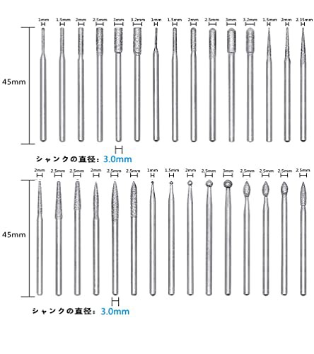 Kimlonton30本入り ダイヤモンドビット ミニルータービット リューター