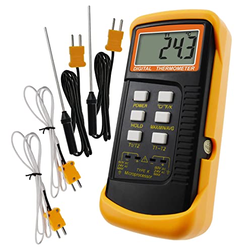GAIN EXPRESS 2-チャンネル K型 熱電対温度計 温度範囲：-50?1300°C -58?2372°F 熱電対センサー4本付き 日本