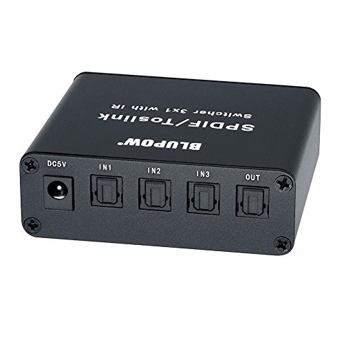 BLUPOW SPDIF/TosLink 光デジタル 切替器 3入力1出力 光ケーブル切替 光デジタル 分配器 光ファイバー オーディオスプリッ