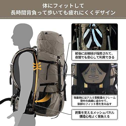 Naturehike 大容量バックパック 70L+5L ザック 登山 リュック 背面長調整可能 男女兼用 多機能 レインカバー 救援笛付き  ハの通販はau PAY マーケット - アルファモール | au PAY マーケット－通販サイト