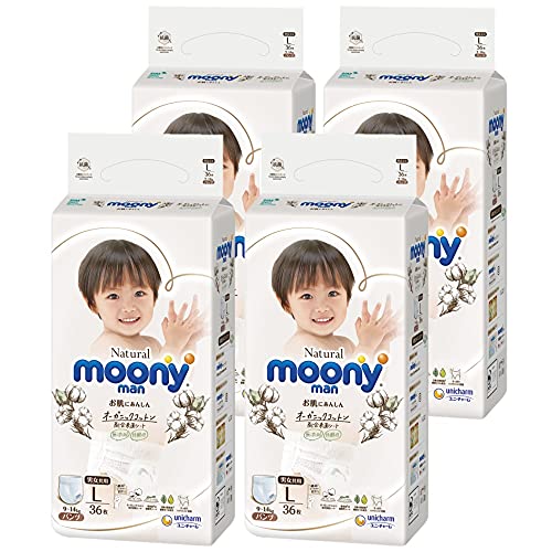 パンツ Lサイズナチュラルムーニーマン オーガニックコットン オムツ 9~14kg144枚36枚×4 ケース品