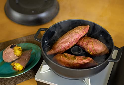 池永鉄工 石焼鍋 26cm IH対応 さつまいも 焼き芋 ブラック_3