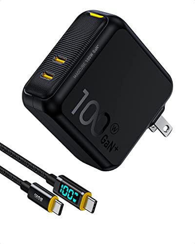 PD 充電器 100W AOHI 2ポート 充電器 Type-C GaN+ USB-C 充電器 PSE技術基準適合/折りたたみ式/最軽量 A