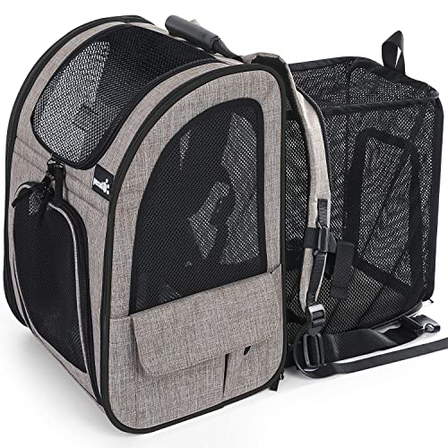 ペキュート Pecute ペット キャリーバッグ 猫用 犬用 リュック メッシュ窓 通気性 拡張可能 2WAY ペットハウス ケージ 折り畳み