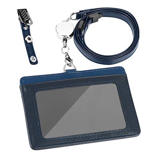 ・ダークブルー+ライトブルー ・・Color:ダークブルー+ライトブルー・本革IDカードケース牛革 ストラップ:スーパーファイバー 窓フィルム:PVC リール：金属。ソフトな手触りの革製、裂けにくて長