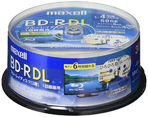 maxell 録画用BD-R DL 2層 1回録画用 地上デジタル360分 BSデジタル260分 4倍速対応 IJP対応ホワイトワイド印刷 30