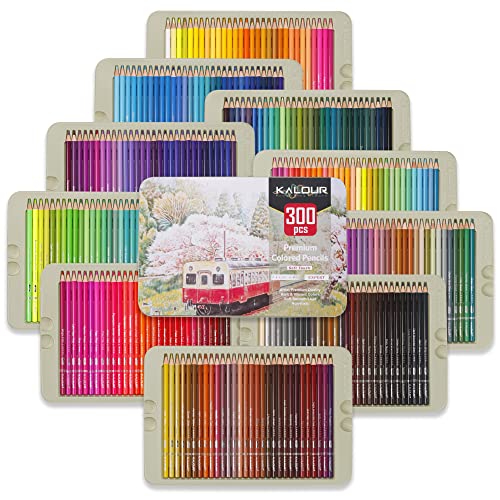 色鉛筆 300色セット 油性色鉛筆 プロ専用ソフト芯色鉛筆セット 子供から大人、アーティストまで理想的な塗り絵と絵画にの通販は