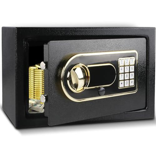 金庫 家庭用 防犯金庫 A4ファイル横収納可能 緊急電池ボックス付き テンキー式 床・壁に固定可能 緊急キー付き 事務所 日本取扱説明書 12L 7,962円