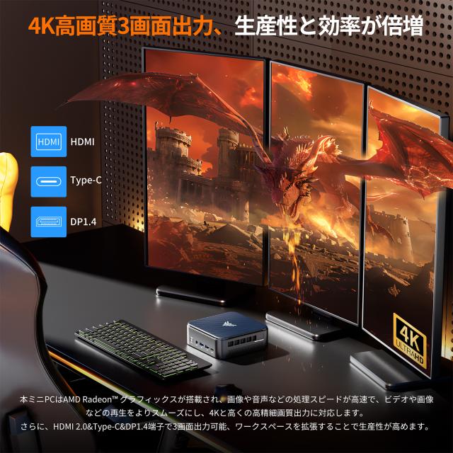 高性能】ミニPC Ryzen5 7430U/Win11/32GB/512GB 高性能】ミニPC Ryzen5