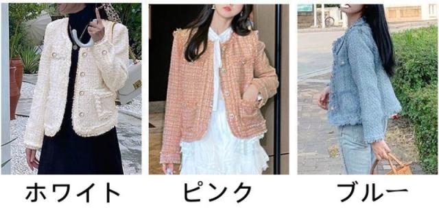 ノーカラージャケット レディース ツイードジャケット レディース 卒園
