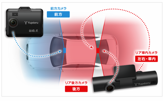 ドライブレコーダー ユピテル 全方面3カメラ ドラレコ marumie ...