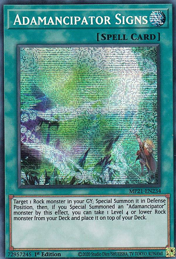 遊戯王 MP21-EN234 魔救の息吹 Adamancipator Signs (英語版 1st Edition プリズマティックシークレットレア) 2021 Tin of Ancient Battles Mega Pack