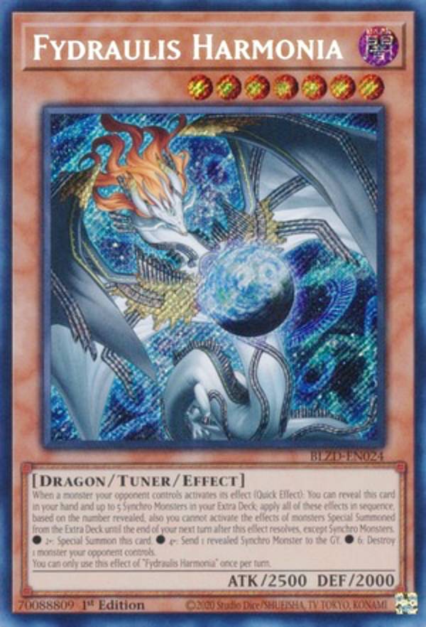 遊戯王 BLZD-EN024 調和ノ天救竜 Fydraulis Harmonia (英語版 1st Edition シークレットレア) Blazing Dominion