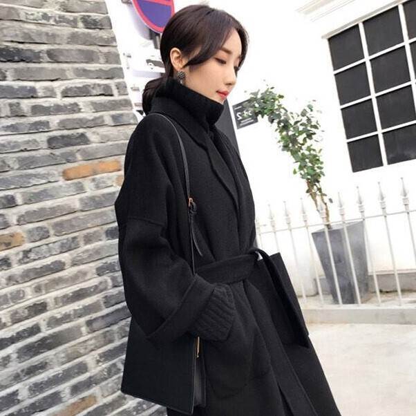 ロングコート チェスターコート アウター サイドスリット レディース 韓国 オルチャン アイテム オーバーサイズ ウールコート  S-2XL ベージュ ウールコート 春秋 ミドル丈 2022新冬 オールマッチ カシミアウールコート えんじ色 Dark red 黒 ブラック オフホワイト 白の通販は