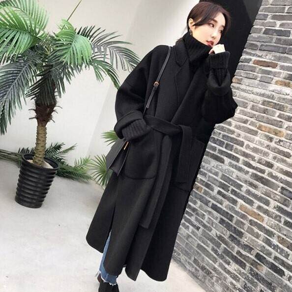 ロングコート チェスターコート アウター サイドスリット レディース 韓国 オルチャン アイテム オーバーサイズ ウールコート  S-2XL ベージュ ウールコート 春秋 ミドル丈 2022新冬 オールマッチ カシミアウールコート えんじ色 Dark red 黒 ブラック オフホワイト 白の通販は