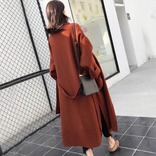 ロングコート チェスターコート アウター サイドスリット レディース 韓国 オルチャン アイテム オーバーサイズ ウールコート  S-2XL ベージュ ウールコート 春秋 ミドル丈 2022新冬 オールマッチ カシミアウールコート えんじ色 Dark red 黒 ブラック オフホワイト 白の通販は