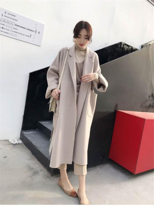 ロングコート チェスターコート アウター サイドスリット レディース 韓国 オルチャン アイテム オーバーサイズ ウールコート  S-2XL ベージュ ウールコート 春秋 ミドル丈 2022新冬 オールマッチ カシミアウールコート えんじ色 Dark red 黒 ブラック オフホワイト 白の通販は