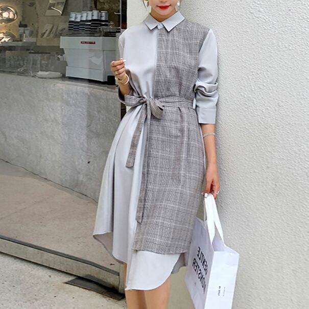 シャツロングスカート 長袖ワンピース チェック柄 レディース ファッション ワンピース ワンピドレス 新作 トレンディ ウエスト切り替えしデザイン 春 秋 新デザイン ステッチ ウエストリボン メリハリ 海外デザイン かっこいい ラグジュアリー キュート 主役級 存在感 柄の通販は 7,022円