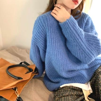 プルオーバーセーター トップス  ミディアム丈 袖あり 長袖 ラウンドネック ニット かわいい 大人可愛い シンプル カジュアル 大人 上品 おしゃれ お洒落 かっこいい レトロ こなれ感 ラブリー キュート クール エレガント モダン 無地 秋 冬 10代 20代 30代 レディースの通販は