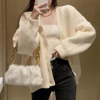 セット売り セーターカーディガン インナー ブラウン ホワイト トップス ニットソー セーター カーディガン スリム 細身 ストレート スマート かわいい きれいめ シンプル 大人 上品 おしゃれ 可愛い 大人女子  ラフ クール モード系 セクシー エレガント 無地 レディースの通販は