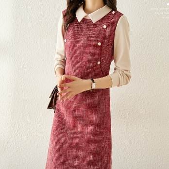 レトロワンピース ワンピース ワンピース シャツ ひざ丈 袖あり 長袖 襟付き ストレート Iライン 切り替えデザイン 綿 異素材MIX かわいい 大人可愛い きれいめ シンプル 大人 上品 おしゃれ お洒落 レトロ ラブリー キュート ガーリー 無地 春 秋 冬 クリスマス レディースの通販は 5,180円