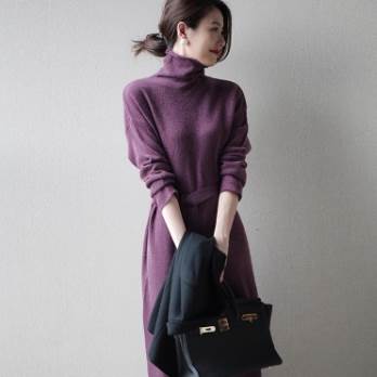オーバーサイズ ワンピース 膝下 レディース ファッション ミモレ丈 ミディアム丈 長袖 ドロップショルダー タートルネック ハイネック Iライン ウエストマーク ウエストリボン ニット ウール シンプル カジュアル 上品 おしゃれ お洒落 かっこいい エレガント 無地春 秋 冬の通販は 9,409円