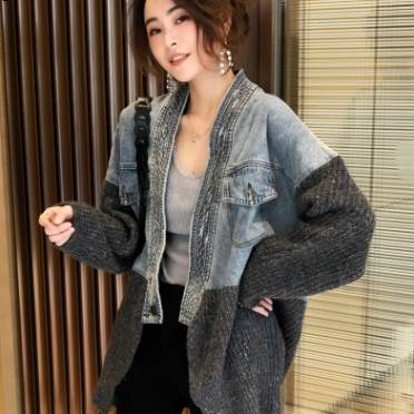 デニムジャケット ブルー アウター ニットソー セーター ジャケット スリム 細身 ストレート スマート かわいい きれいめ シンプル 大人 上品 おしゃれ 大人可愛い 大人女子 こなれ感 ラフ クール モード系 セクシー エレガント 無地 春 秋 冬 誕生日 二次会 レディースの通販は 12,780円