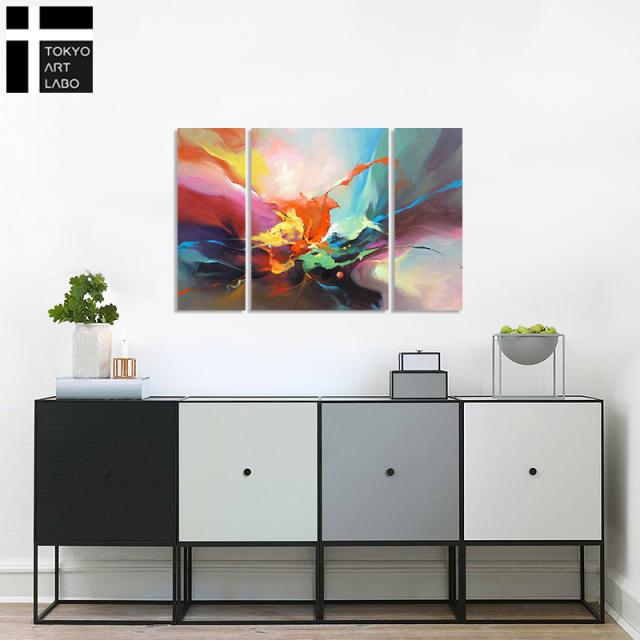 【楽天ランキング1位獲得】【パステル調のモダンデザイン】絵画 おしゃれ 壁掛け 絵 インテリア ホテル オフィス ディスプレイ 油絵 抽象画/25cmx70cmx2 50cmx70cmx1 油彩画 3枚組_3