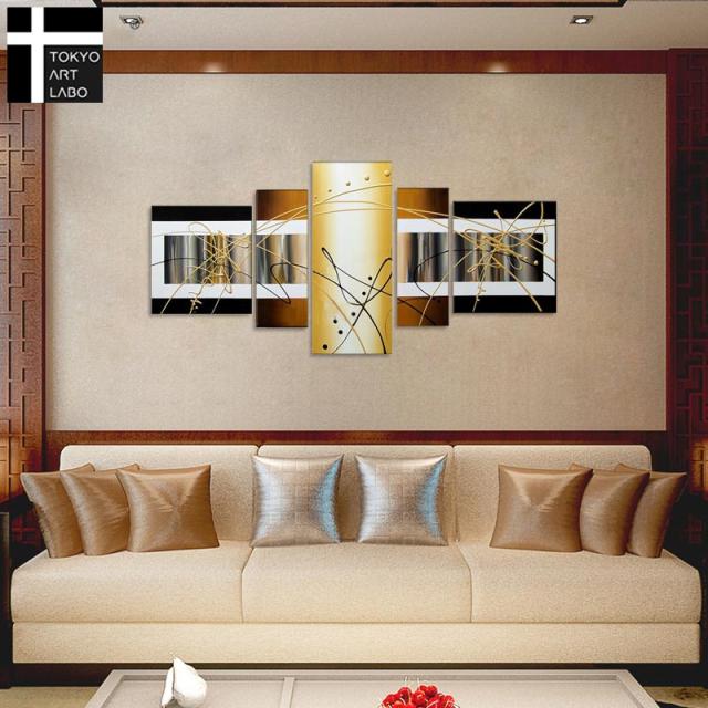 油絵 絵画 インテリア Abstract Gold Metallic Design XL 人気のゴールド 壁掛け おしゃれ ホテル 玄関 エントランス ホール 内装アート 抽象画 金色 油彩画_2