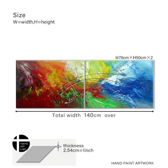 【楽天ランキング1位獲得】油絵 絵画 インテリア モダン アート 壁掛け おしゃれ 絵 ベッドルーム 玄関 リビング 大型 横長 青 2枚組 抽象画 油彩画_19