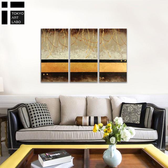 【楽天ランキング1位獲得】油絵 絵画 インテリア 抽象画 モダン アートパネル 3枚組 おしゃれ 壁掛け 絵 和モダン 玄関 リビング ホテル オフィス モデルハウス お店 内装用 ディスプレイ 油彩画_3