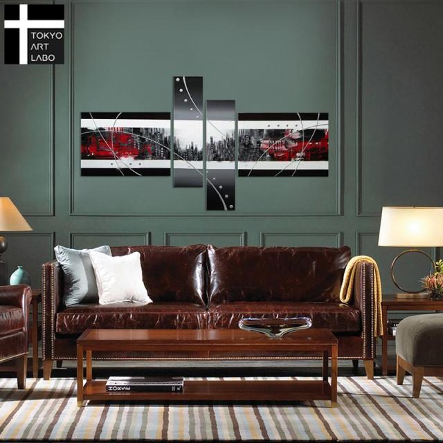 絵画 おしゃれ 壁掛け Cityscape2 シンプルモダン ロビー リビングの壁に ホテル 飲食店 モノトーン 白黒 油絵 壁装飾用インテリアアート 油彩画の通販は